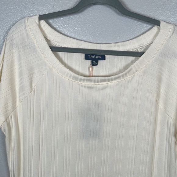 ModCloth cream ribbed wide ballet neck tee size XL New With Tags - Picture 3 of 6